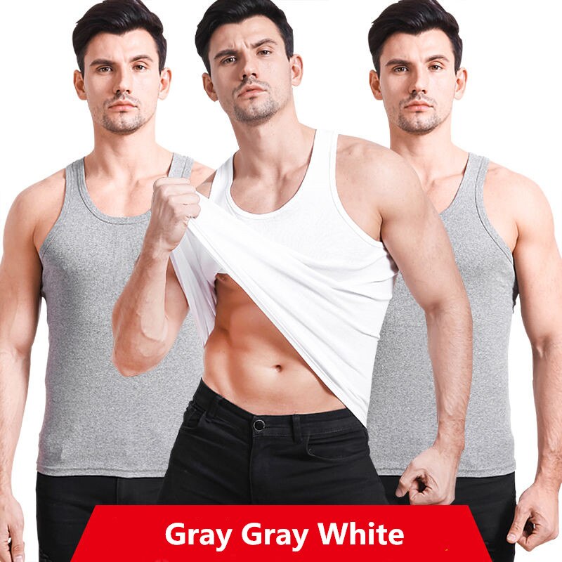 3 Pack Men Cotton Vest Narrow Broad Shoulders Tank Tops Underwear Boy Under Clothes T- Shirts Sleeveless Singlets Undershirt