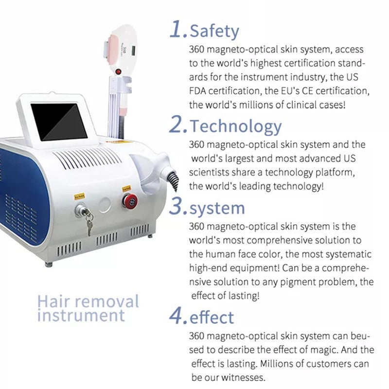 Professional Germany 360 Magneto-optical IPL Hair Removal Laser Machine 100000 shot Painless Epilator Women Laser Epilator