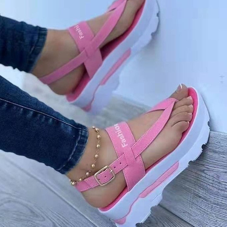 2022 Summer Women Shoes Plus Size Platform Wedge Sandals Women&#39;s Closed Toe Casual Roman Sandals Correction Sandaleas De Mujer