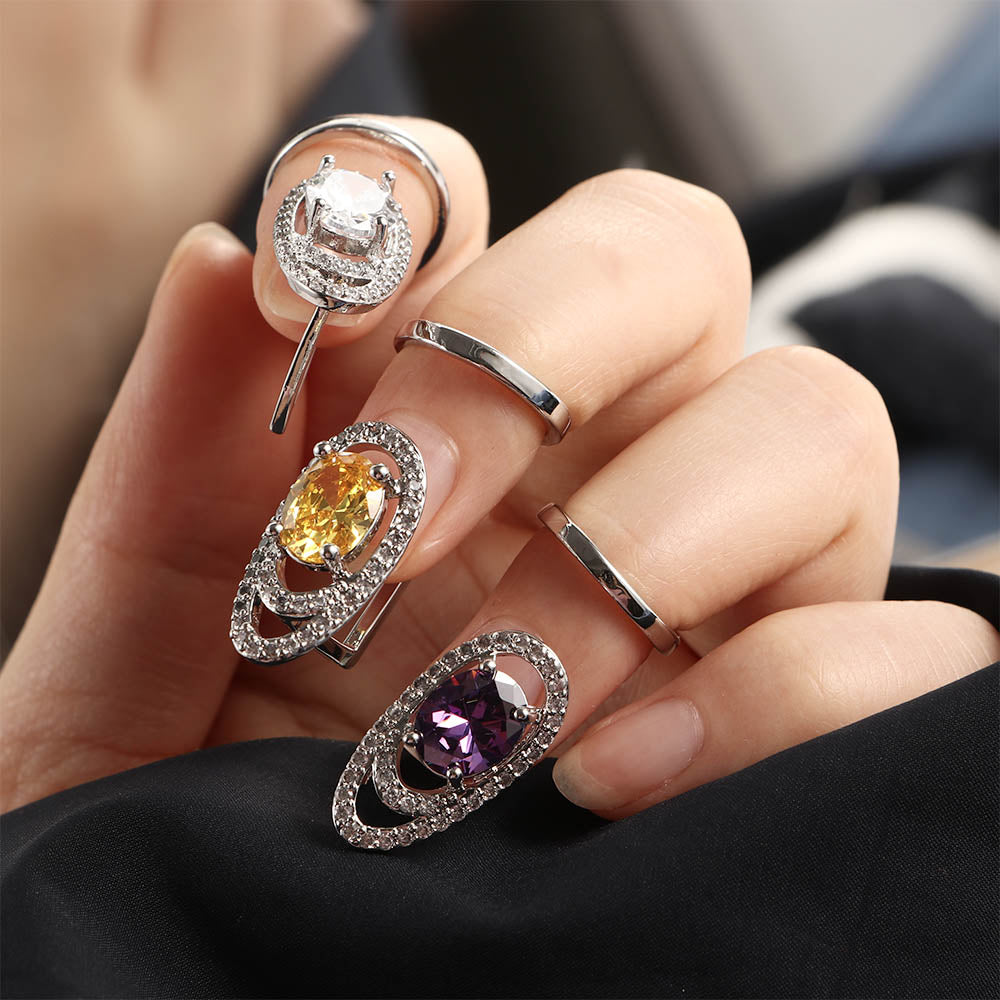 New Fashion Hollow Nail Ring Charm Crystal Finger Nail Rings For Women Lady Rhinestone Fingernail Protective