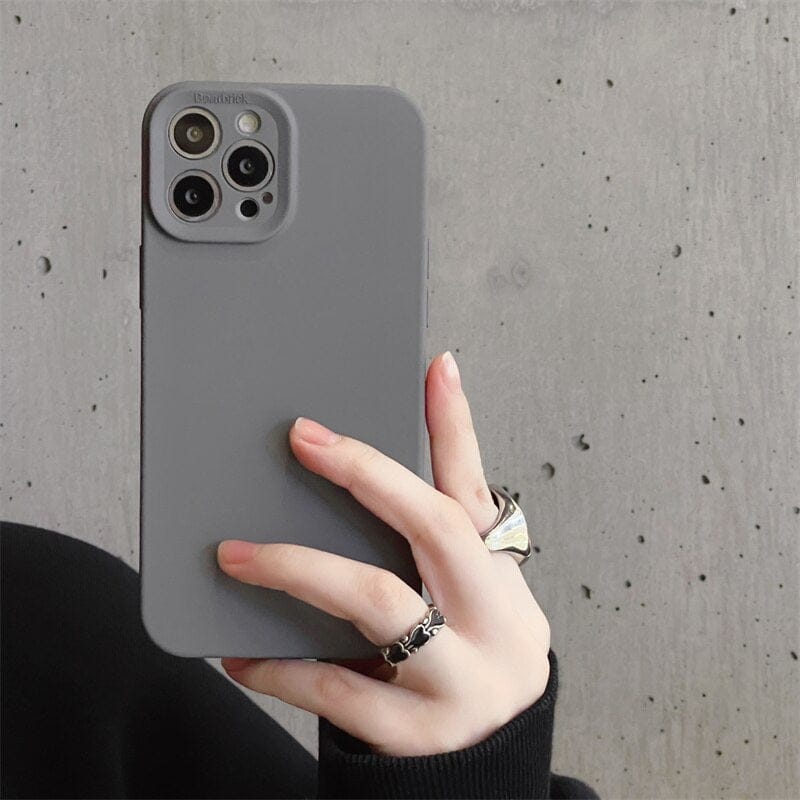 Luxuly High-end Black Grey Shockproof Silicone TPU Phone Case For Iphone 14 13 12 11 Pro Max X Xs XR Men Soft Protect Lens Cover