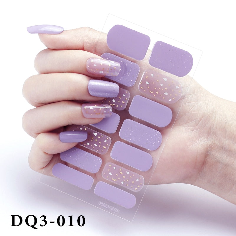 14Pcs /Sheet Nail Stickers Luxury Design Nail Polish Stickers Factory Price Full Cover Nail Charms for Manicure Women Beauty