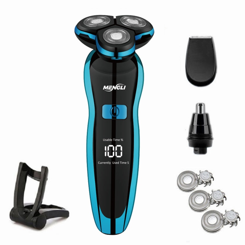 Electric Shaver Rotary Shaver Electric Razor Beard Trimmer Rechargeable Shaving Machine for Men Wet-Dry Dual Use Waterproof