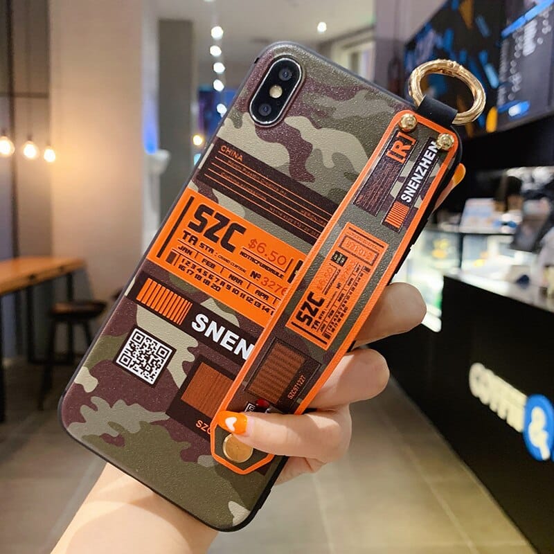 for Xiaomi Mi 11T 9 Lite Poco X3 F3 M3 Redmi 9T Note 10 Pro 9S 9 8 7 Pro Case Camouflage Wrist Strap Phone Holder Cover for Men