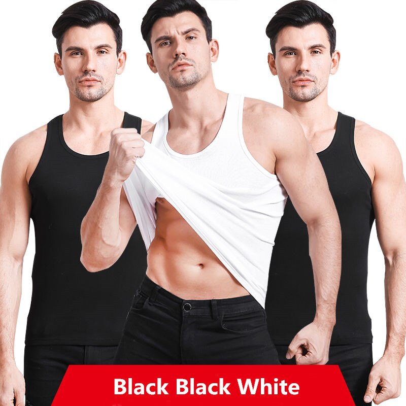 3 Pack Men Cotton Vest Narrow Broad Shoulders Tank Tops Underwear Boy Under Clothes T- Shirts Sleeveless Singlets Undershirt