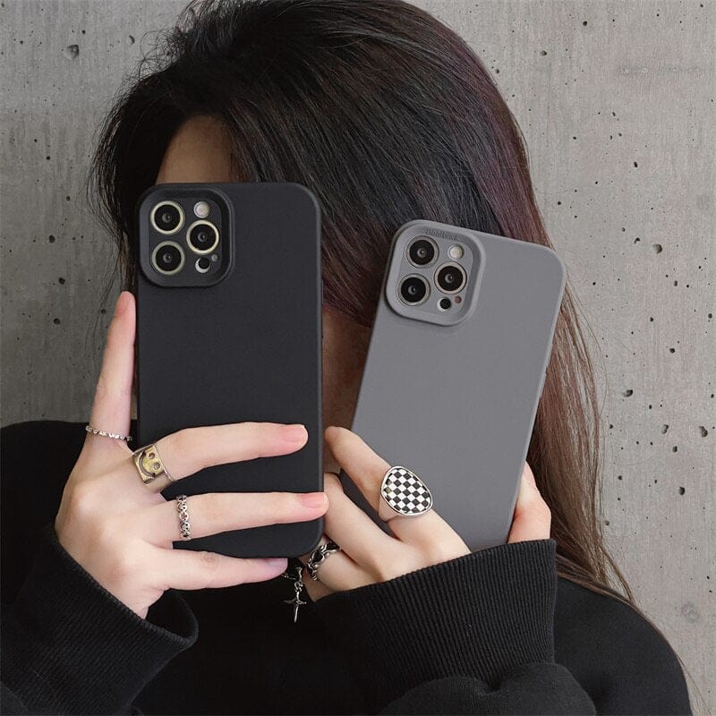 Luxuly High-end Black Grey Shockproof Silicone TPU Phone Case For Iphone 14 13 12 11 Pro Max X Xs XR Men Soft Protect Lens Cover