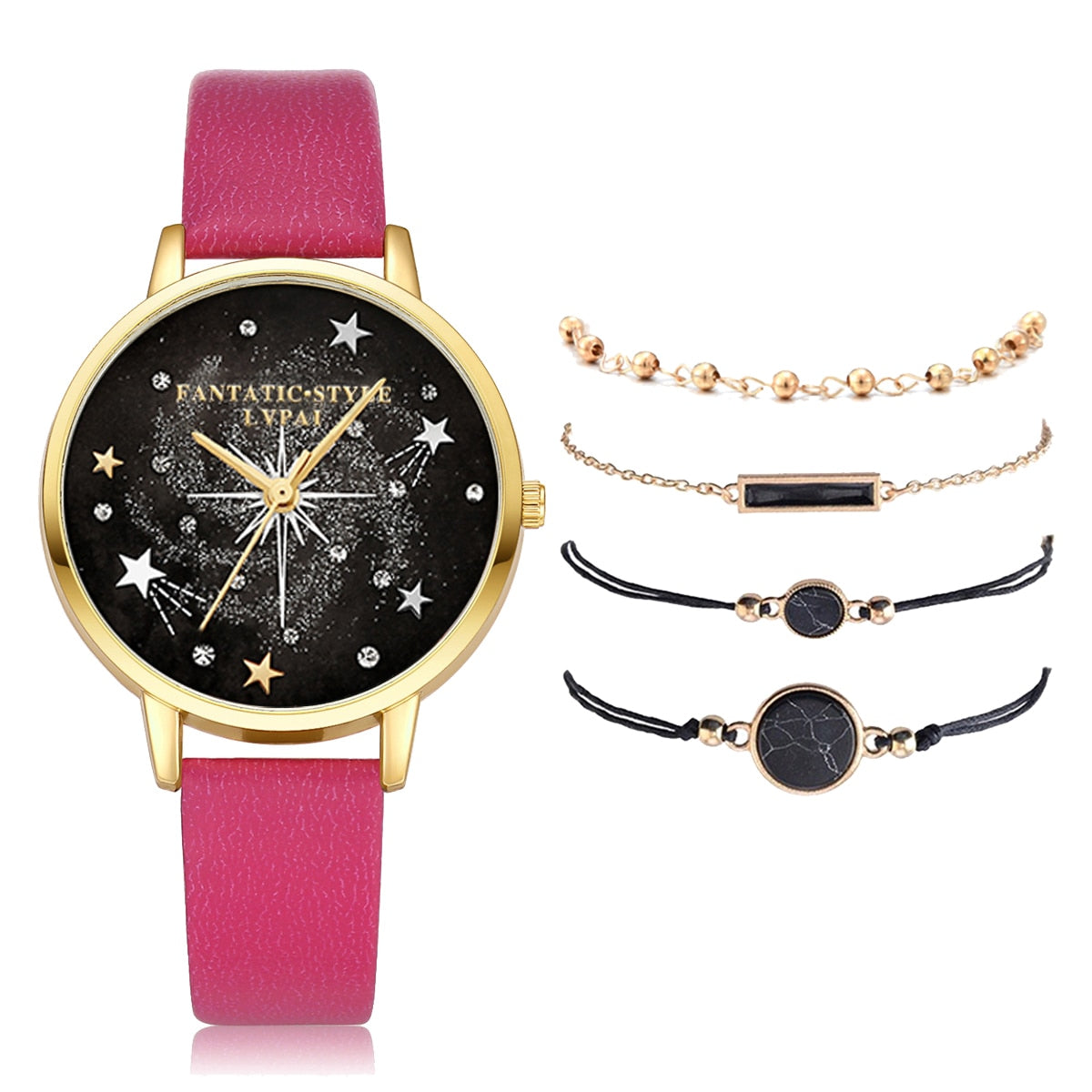 Lvpai Brand 5PCS Fashion New Bracelet Watch Set Crystal Rhinestone Women Ladies Wristwatch Watches Ladies Relogio Feminino Reloj