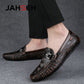 JAHSEH Men Cow Leather Crocodile Grain Style Loafers High Quality Business Casual Shoes Handmade Men Genuine Leather Moccasins