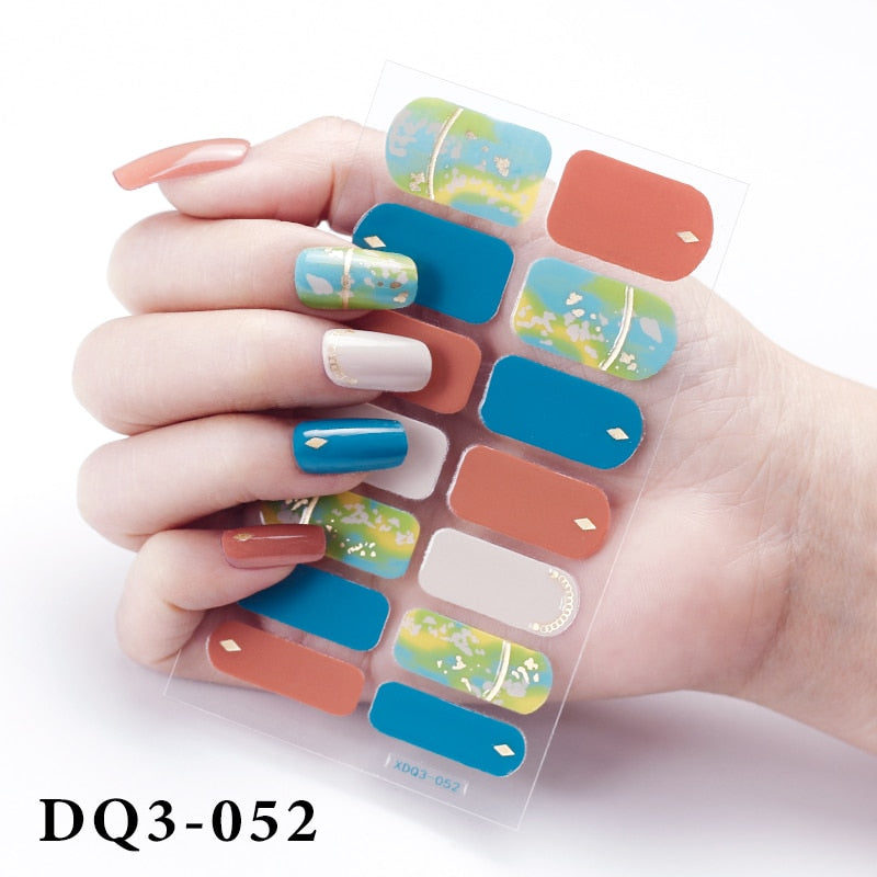 14Pcs /Sheet Nail Stickers Luxury Design Nail Polish Stickers Factory Price Full Cover Nail Charms for Manicure Women Beauty