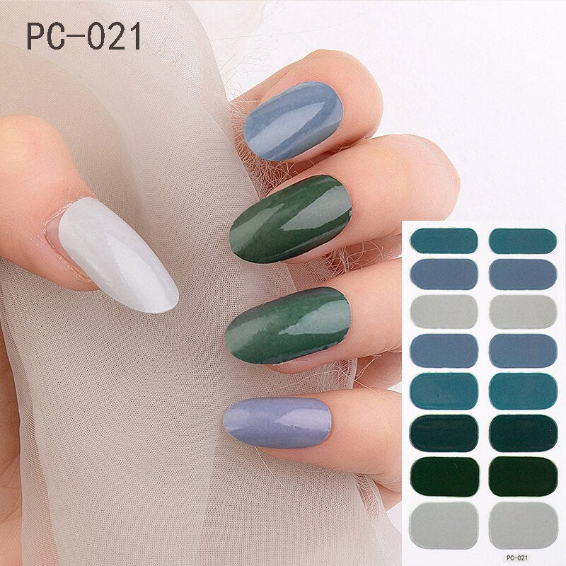 16tips/sheet Beauty Nail Art Sticker Wholesale Nail Polish Full Stickers Pregnant Women Available Solid Color Nails DIY Manicure