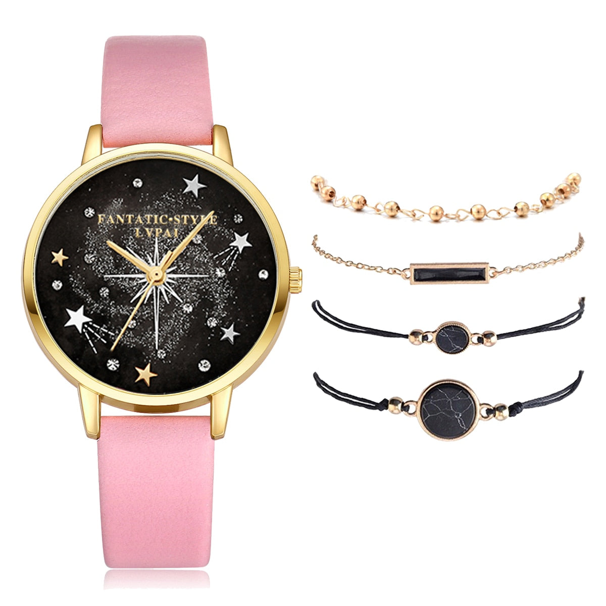 Lvpai Brand 5PCS Fashion New Bracelet Watch Set Crystal Rhinestone Women Ladies Wristwatch Watches Ladies Relogio Feminino Reloj