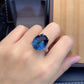 Big size13*18mm Natural London Blue Topaz Gemstone Trendy Ring for Women Real 925 Sterling Silver Fine Jewelry birthstone gift