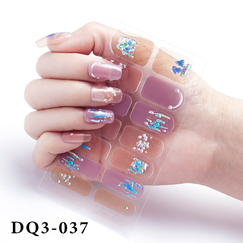 14Pcs /Sheet Nail Stickers Luxury Design Nail Polish Stickers Factory Price Full Cover Nail Charms for Manicure Women Beauty