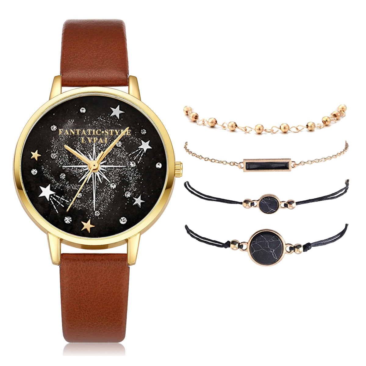 Lvpai Brand 5PCS Fashion New Bracelet Watch Set Crystal Rhinestone Women Ladies Wristwatch Watches Ladies Relogio Feminino Reloj