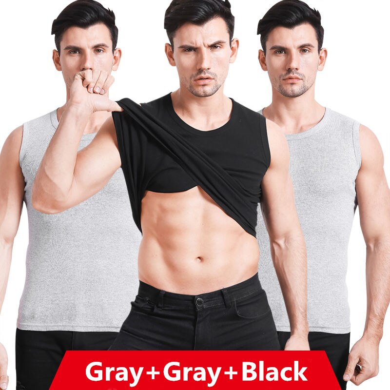 3 Pack Men Cotton Vest Narrow Broad Shoulders Tank Tops Underwear Boy Under Clothes T- Shirts Sleeveless Singlets Undershirt