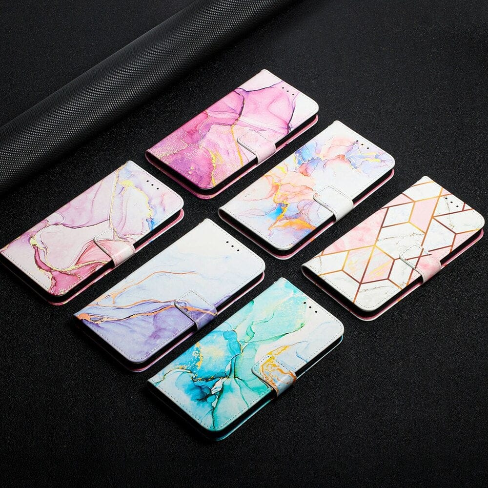 Marble Leather Case for Funda Xiaomi Redmi 10 Prime 9 9A 10A 9C NFC 9T Cases Colorful Wallet Card Holder Flip Phone Cover Women