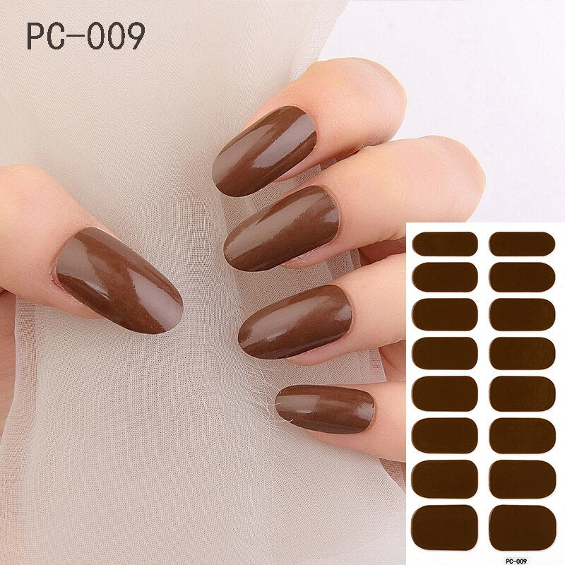 16tips/sheet Beauty Nail Art Sticker Wholesale Nail Polish Full Stickers Pregnant Women Available Solid Color Nails DIY Manicure