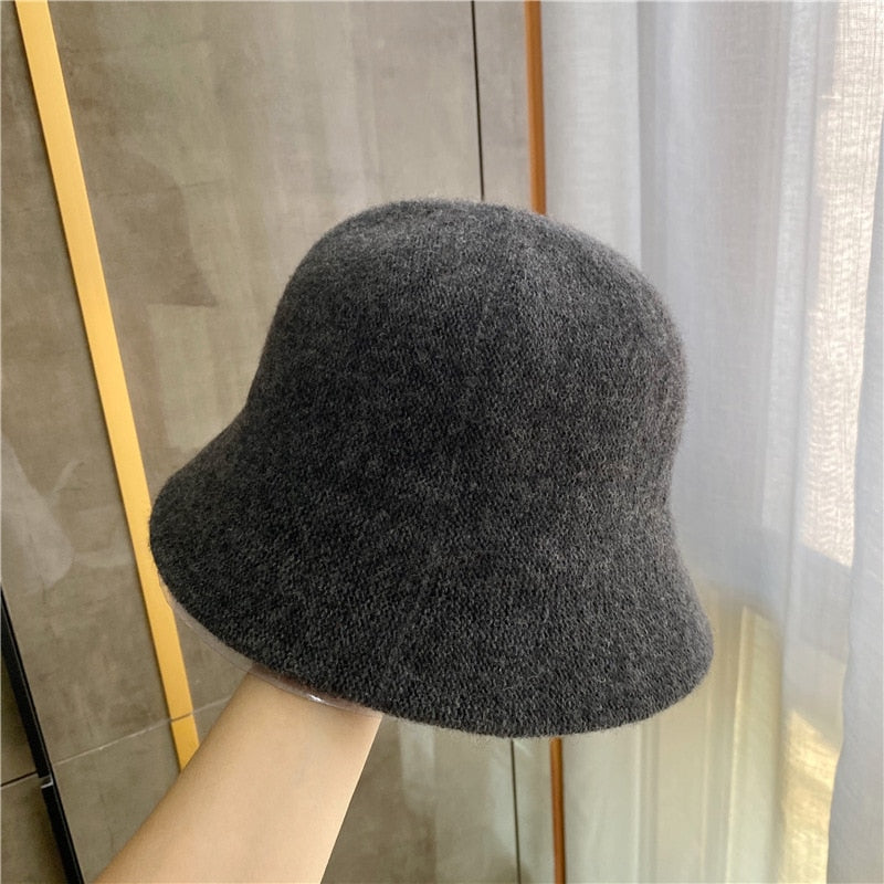 2020 panama warm winter Women&#39;s Bucket hat for teens Felt wool hat for girl sautumn and winter fashion Fur Black hip hop hat cap