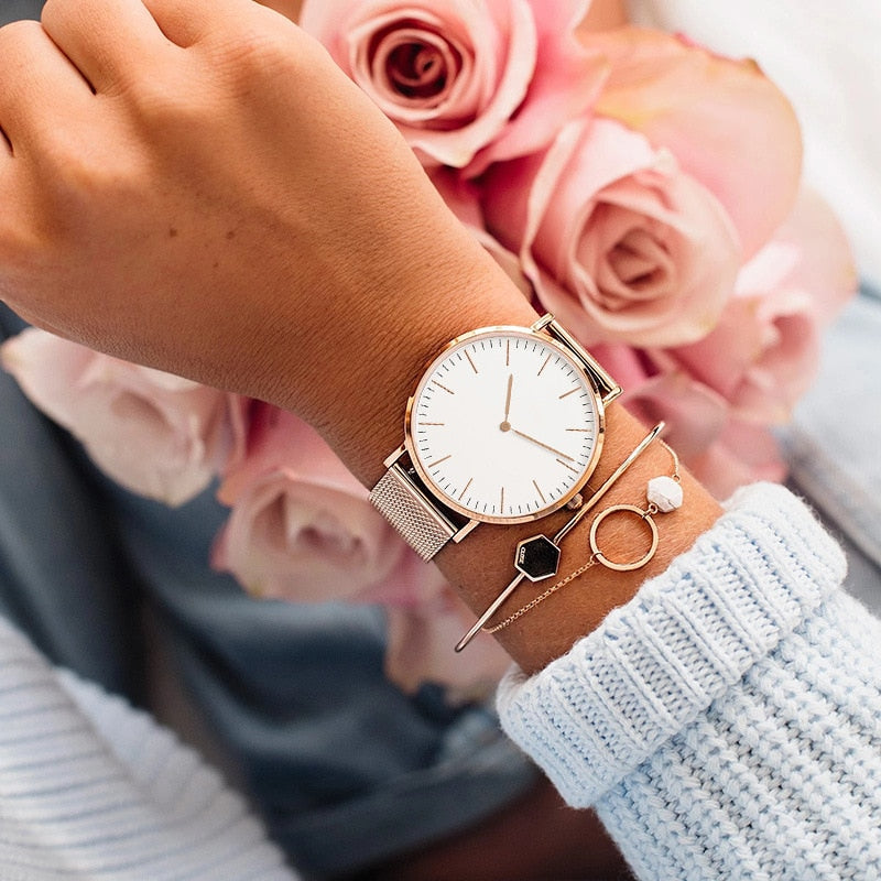 Luxury Rose Gold Watch Women Bracelet Watches Top Brand Ladies Casual Quartz Watch Steel Women&#39;s Wristwatch Montre Femme Relogio