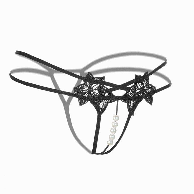 Sym's Boutique Clothing 0 Sexy G-string T Panties Female Underwear Lace Thongs Women's Pants Sexy Pearl panties Erotic  Women Crotchless panties plus size